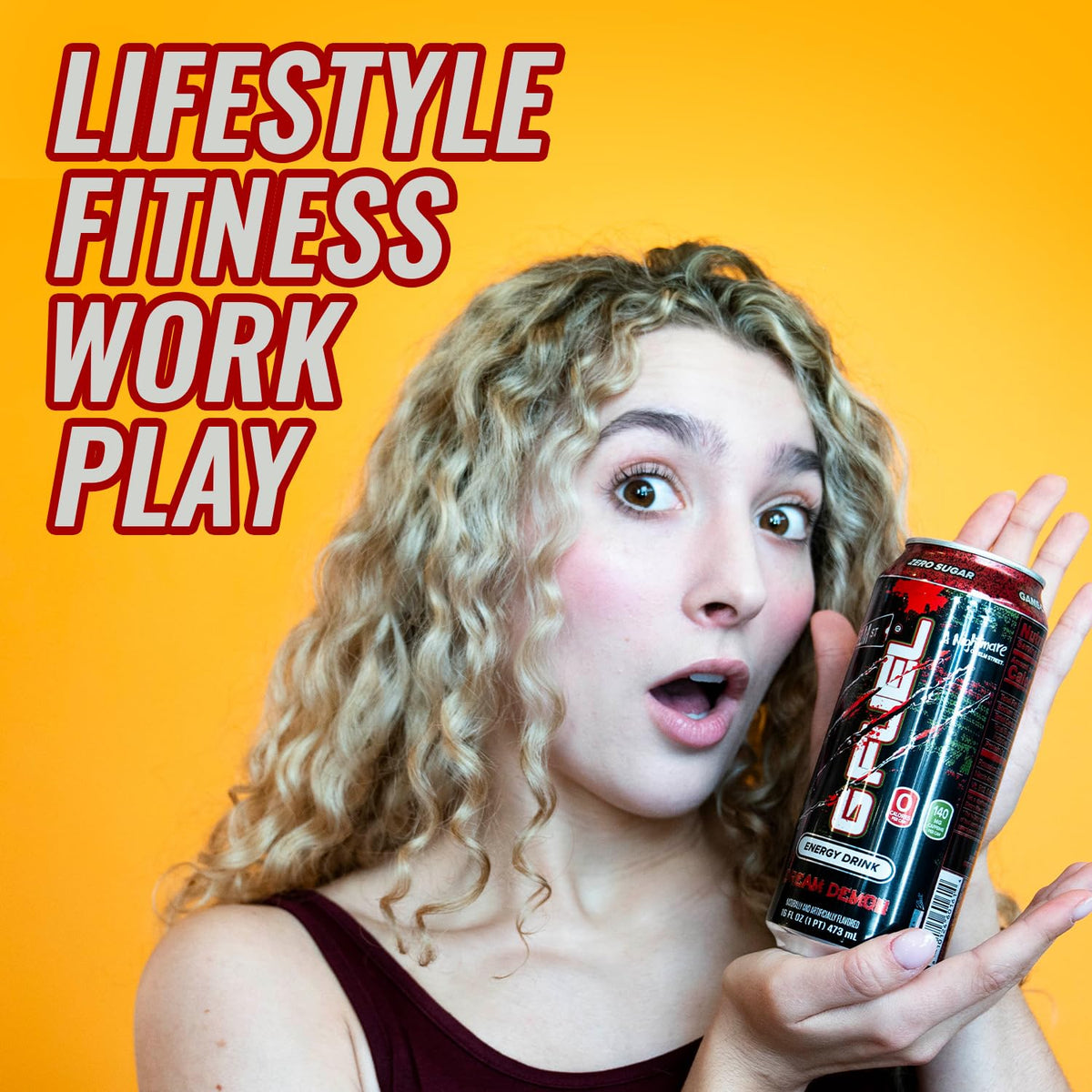 G Fuel Nightmare on Elm Street Energy Drink – Sugar Free, 140 mg Caffeine, Tart Fruit Punch, 16 oz Cans (12-Pack)