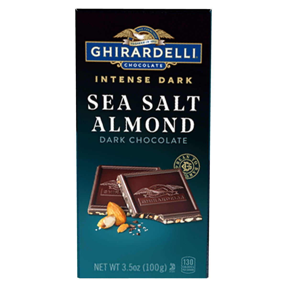 GHIRARDELLI Intense Dark Sea Salt Almond Chocolate Bar — 3.5 oz, Pack of 12