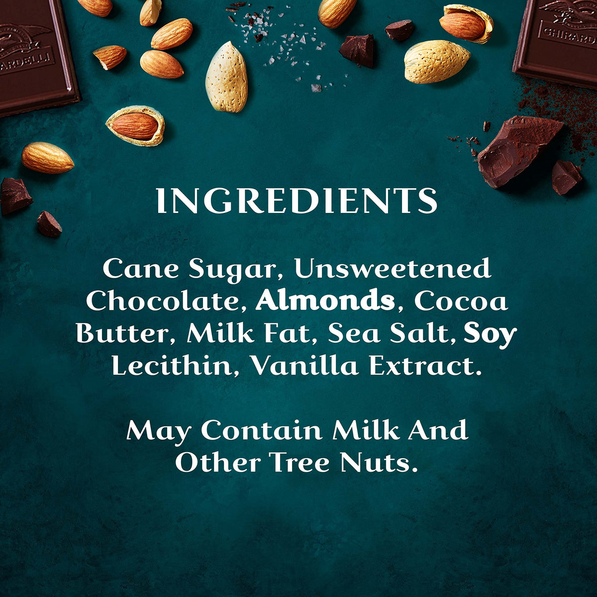 GHIRARDELLI Intense Dark Sea Salt Almond Chocolate Bar — 3.5 oz, Pack of 12