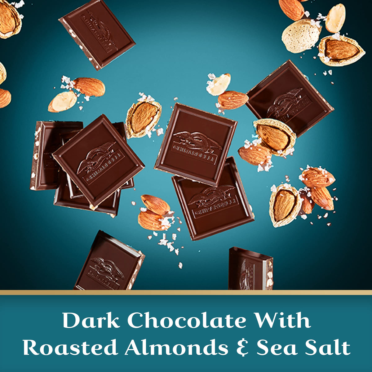 GHIRARDELLI Intense Dark Sea Salt Almond Chocolate Bar — 3.5 oz, Pack of 12