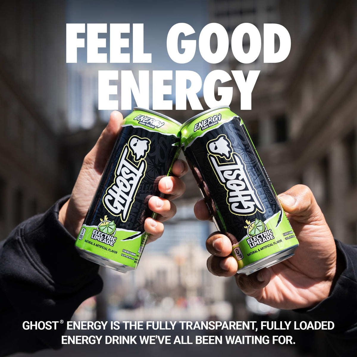 GHOST Energy Drink - 12-Pack Electric Limeade | 200mg Natural Caffeine, L-Carnitine & Taurine