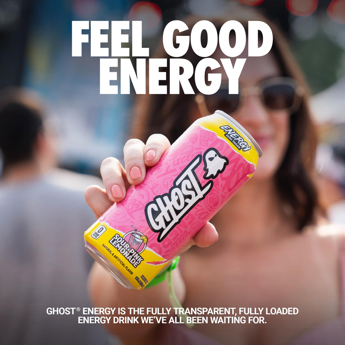 GHOST Energy Drink Sour Pink Lemonade – 12-Pack, 16oz Cans | 200mg Caffeine, L-Carnitine & Taurine, Vegan & Gluten-Free