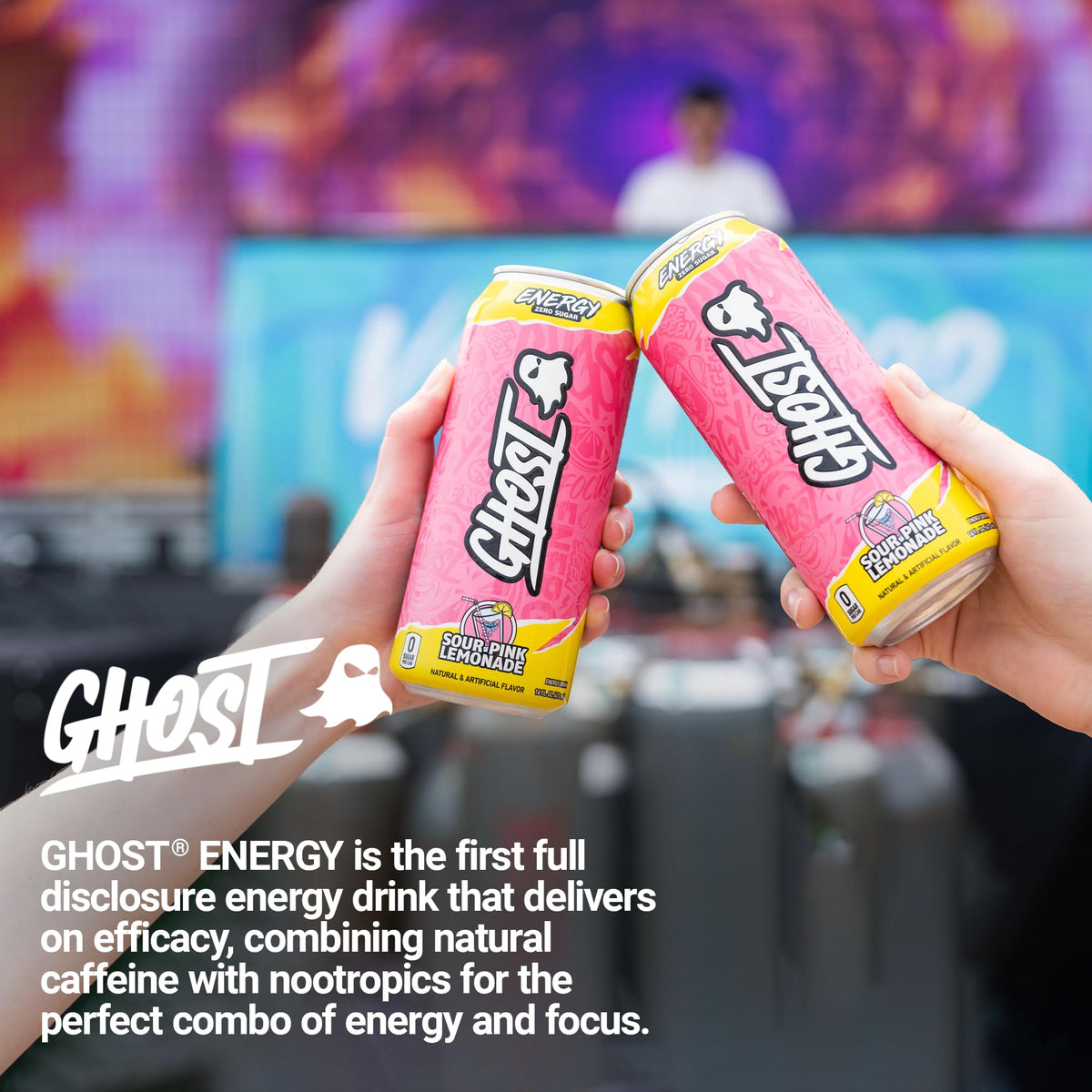 GHOST Energy Drink Sour Pink Lemonade – 12-Pack, 16oz Cans | 200mg Caffeine, L-Carnitine & Taurine, Vegan & Gluten-Free