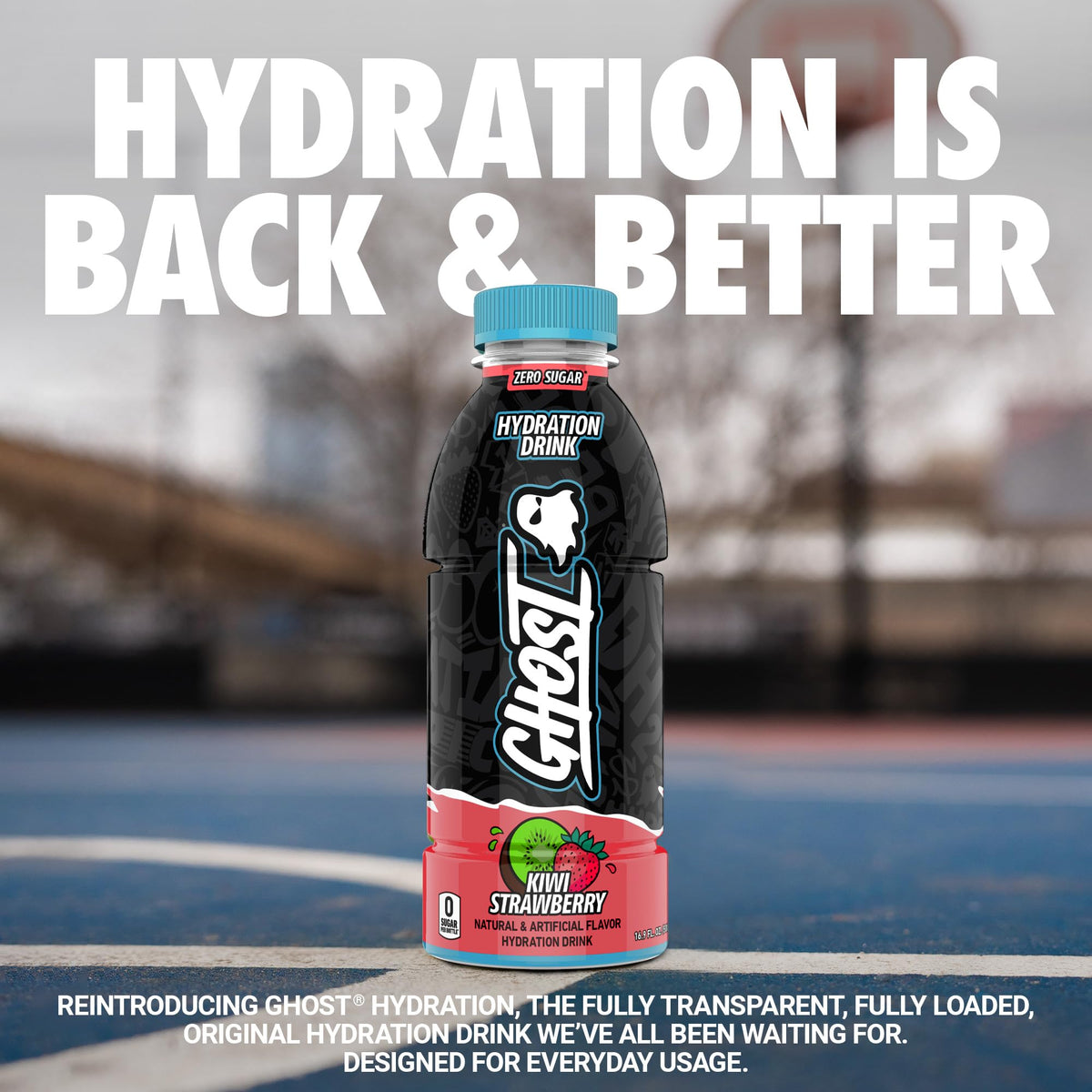 GHOST Hydration Kiwi Strawberry RTD Drink – Electrolytes, Vitamins, Zero Sugar & Zero Caffeine – 16.9 oz, 12 Pack