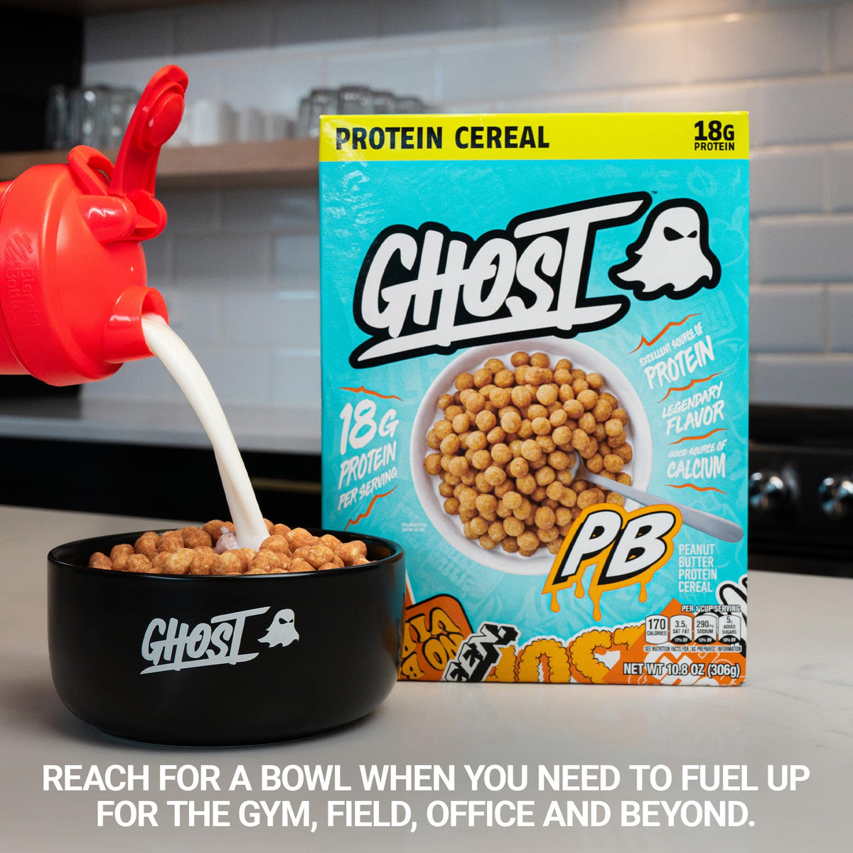 GHOST Protein Cereal Peanut Butter Flavor (3-Pack) – 18g Protein, Calcium, 10.8oz Boxes