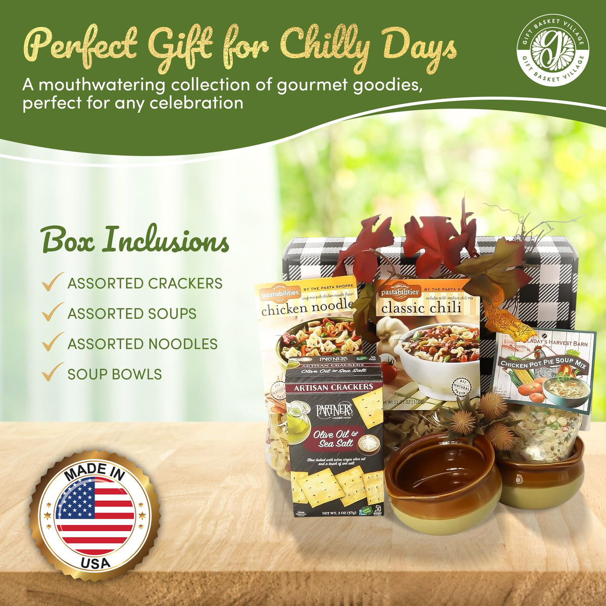 Gift Basket Village Soup Gift Basket – Dried Mixes, Crackers & Bowls – Medium