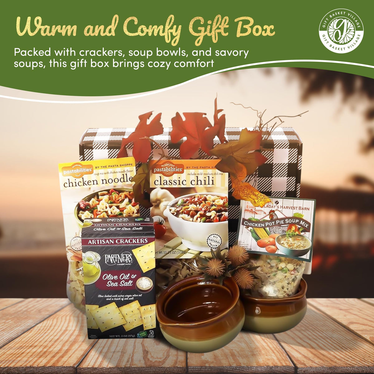 Gift Basket Village Soup Gift Basket – Dried Mixes, Crackers & Bowls – Medium