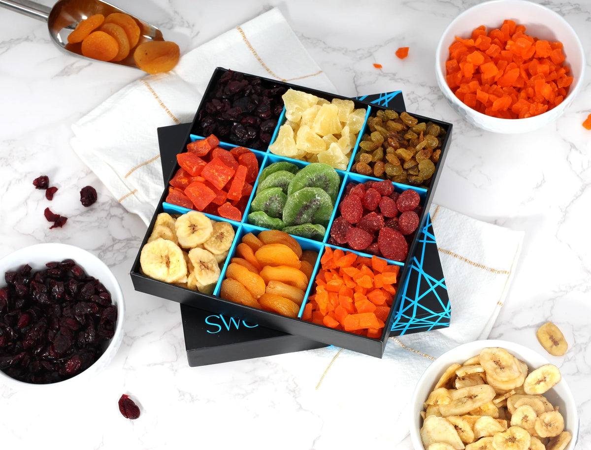 Gifted Sweets Dried Fruit Platter – 9 Variety Fruits Gift Tray | Gourmet Holiday Gift Box