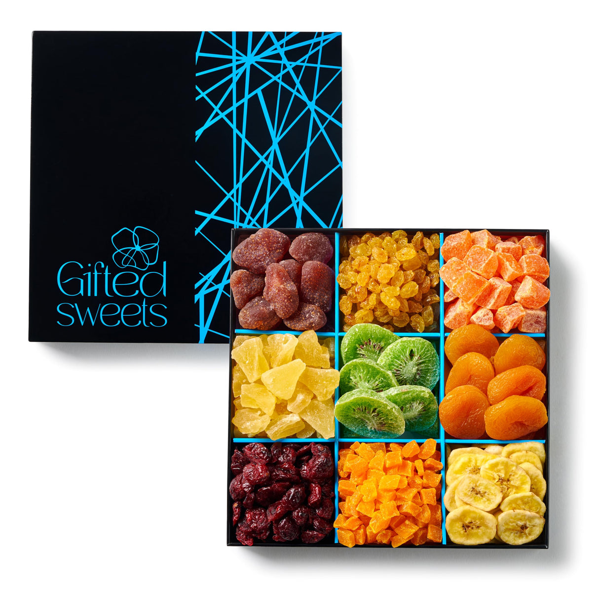 Gifted Sweets Dried Fruit Platter – 9 Variety Fruits Gift Tray | Gourmet Holiday Gift Box