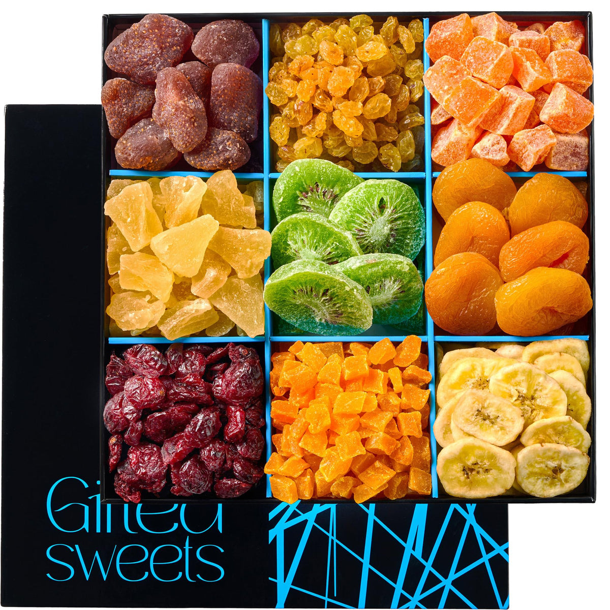Gifted Sweets Dried Fruit Platter – 9 Variety Fruits Gift Tray | Gourmet Holiday Gift Box