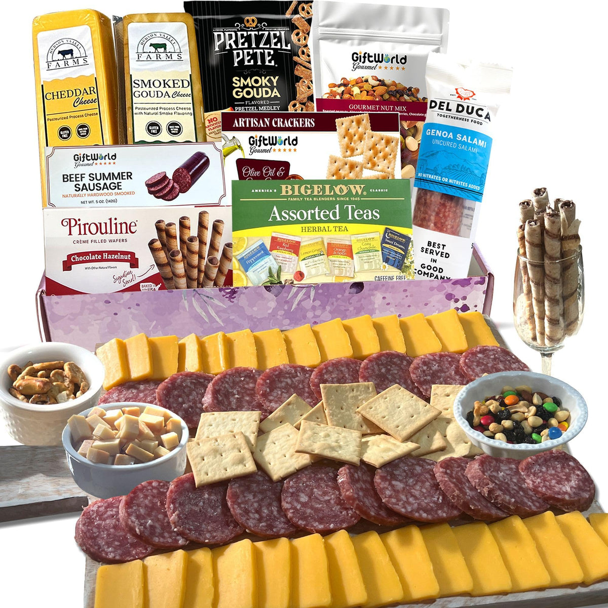 GiftWorld Sympathy Gift Baskets - Meat & Cheese Basket for Bereavement and Memorial Gifts