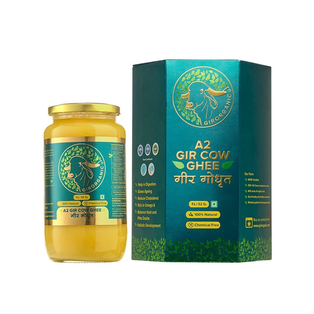 GirOrganic Grass Fed A2 Ghee | 32 Oz Unsalted Clarified Butter | Pasture Raised