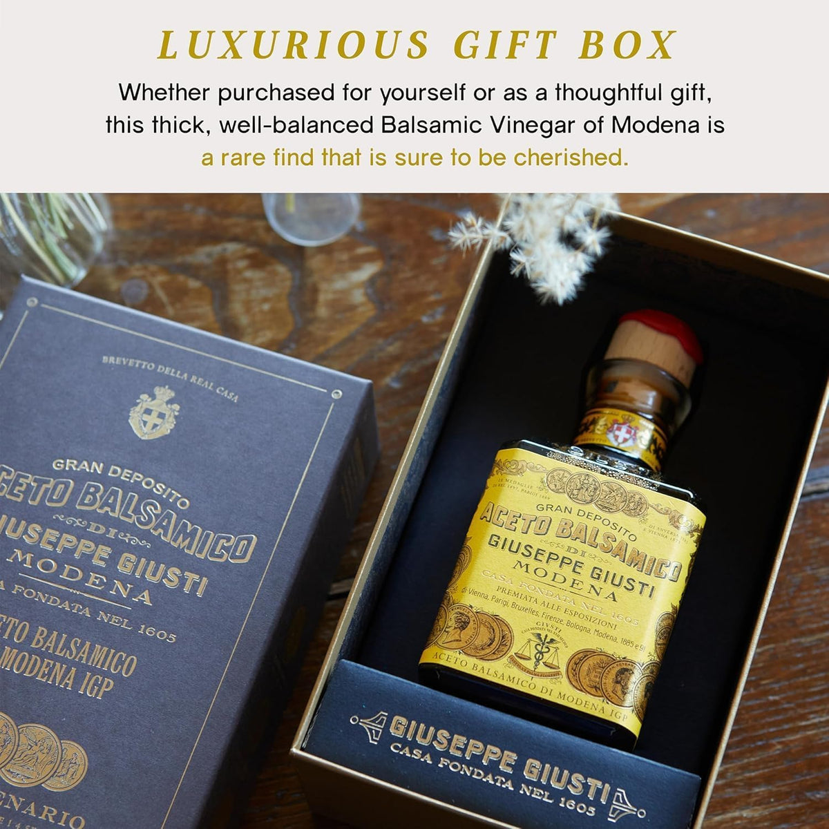 Giusti Balsamic Vinegar of Modena IGP – Extra Thick & Rich, Gift Box 8.45 oz