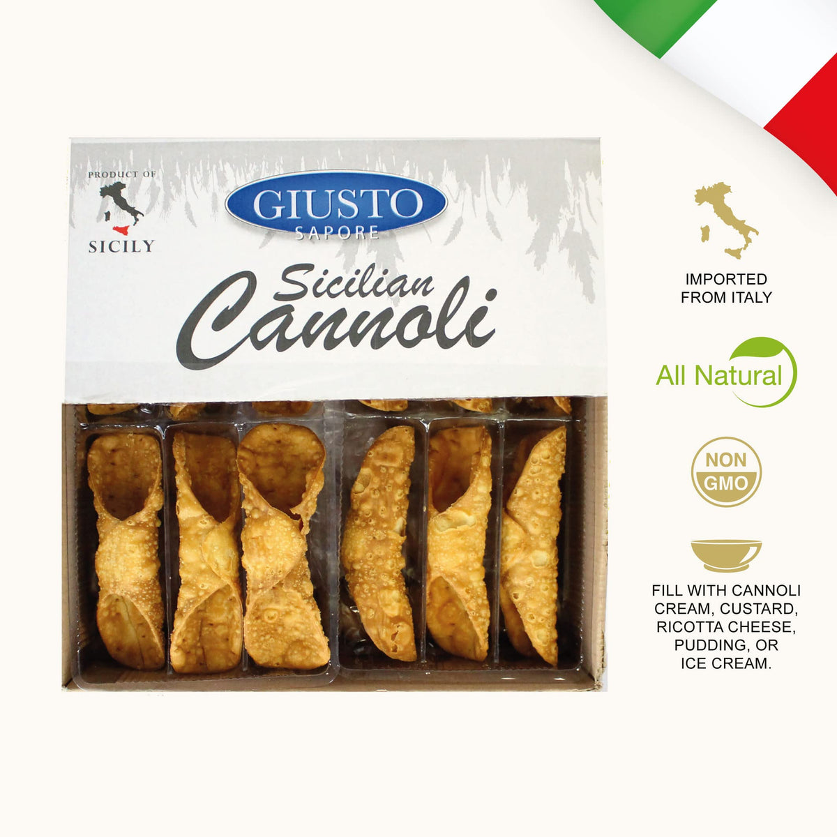 Giusto Sapore Sicilian Cannoli Shells – Large, 48 Shells – Imported from Italy – Family-Owned Brand