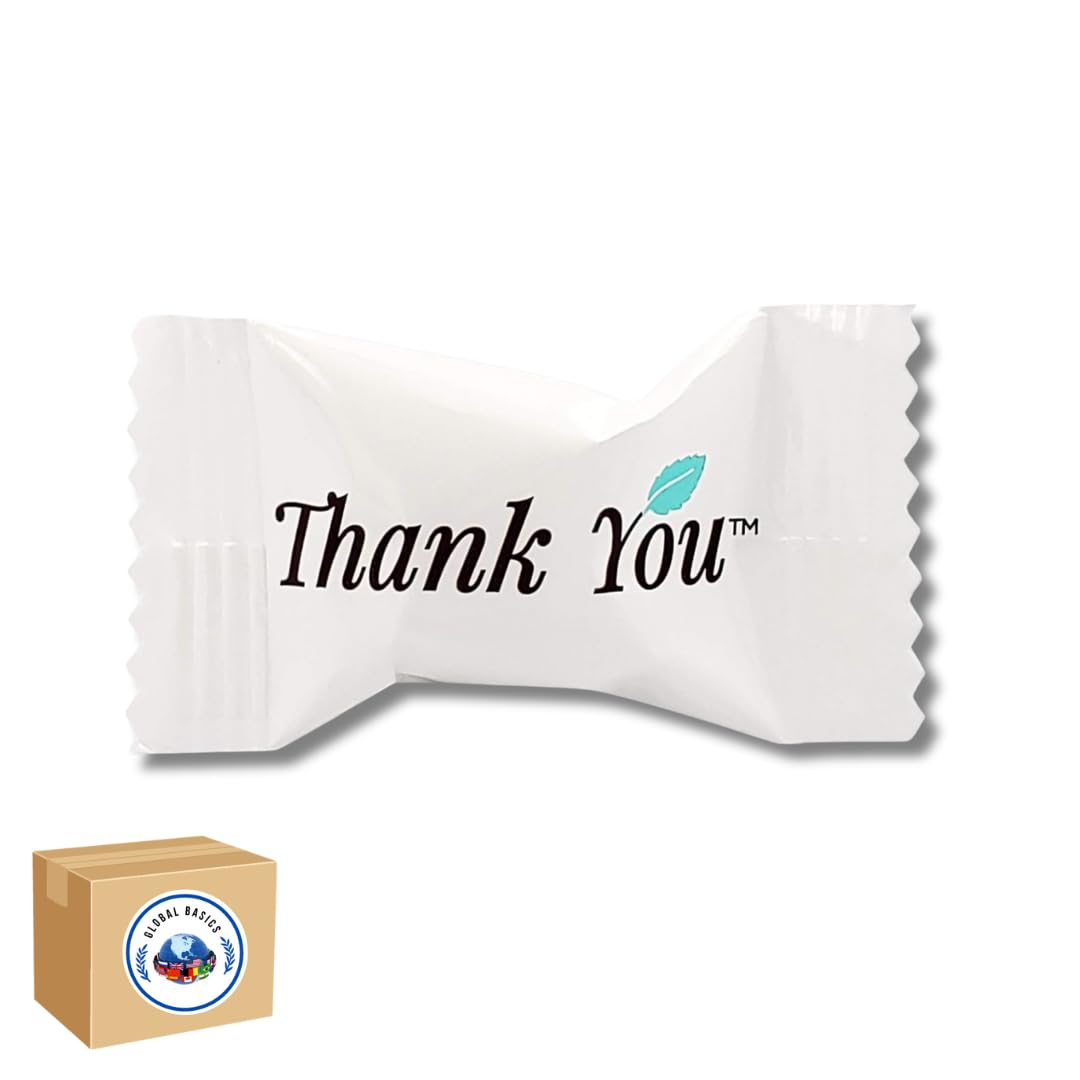 Global Basics Buttermint Candy – Individually Wrapped Thank You Mints, Bulk 500
