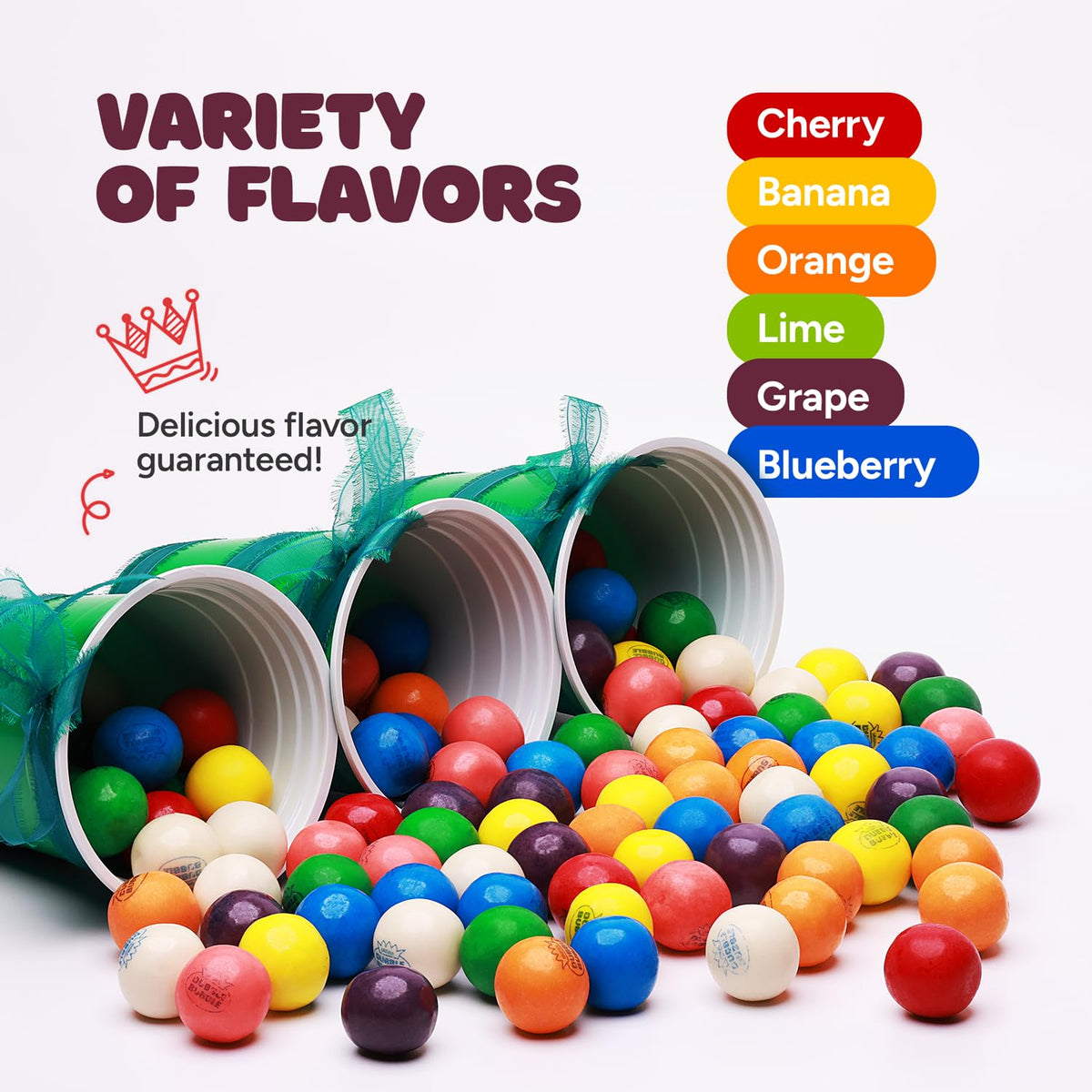 Global Gumball: 1-Inch Gumballs Bulk Refills for Gumball Machines (2.4 lb, 8 Flavors)