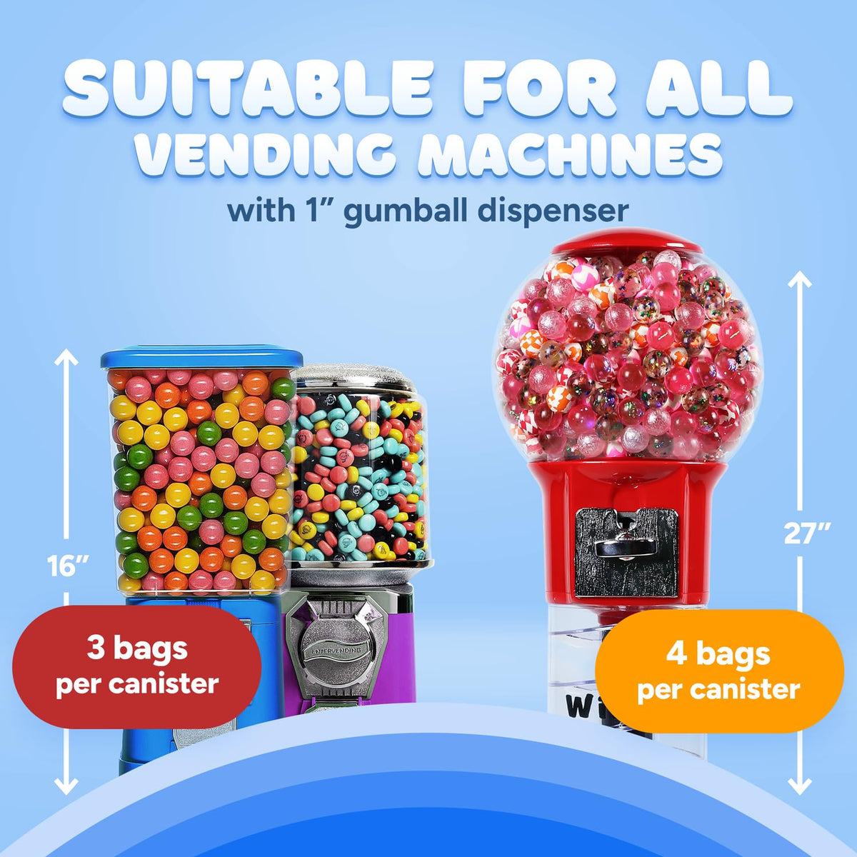 Global Gumball: 1-Inch Gumballs Bulk Refills for Gumball Machines (2.4 lb, 8 Flavors)