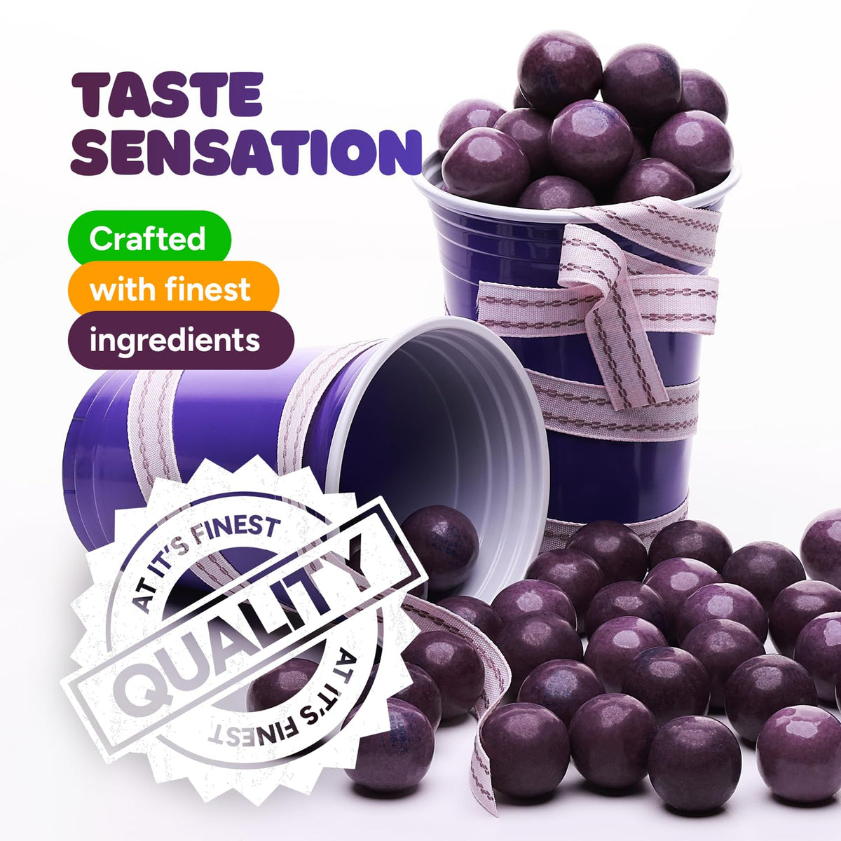 Global Gumball Grape Gumballs for Machines – 1 Inch Purple, 1.7 lb Bulk