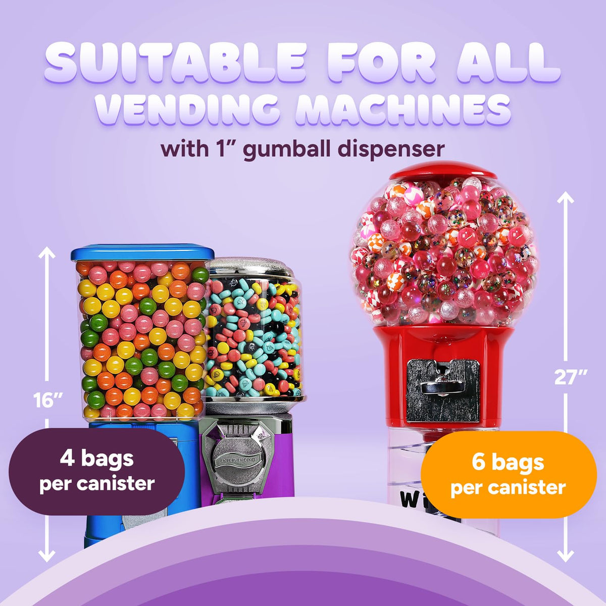 Global Gumball Grape Gumballs for Machines – 1 Inch Purple, 1.7 lb Bulk