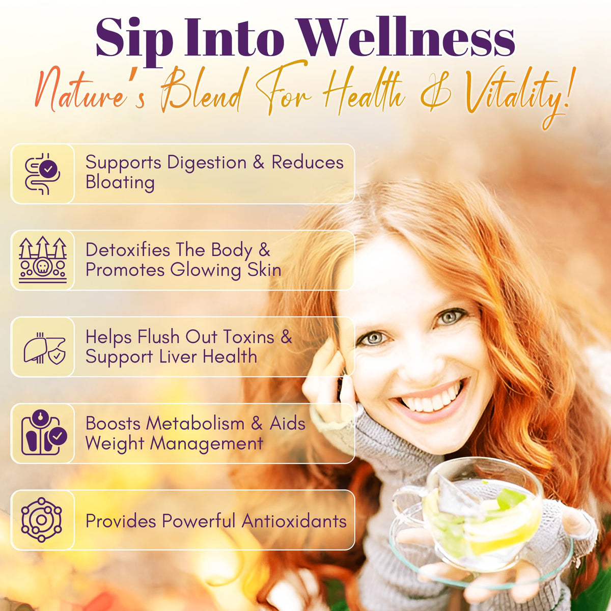 GN+Vida Tea CHUPA Panza: Ginger Pineapple Tea with Flaxseed & Cinnamon (Set of 2, 60 Bags)
