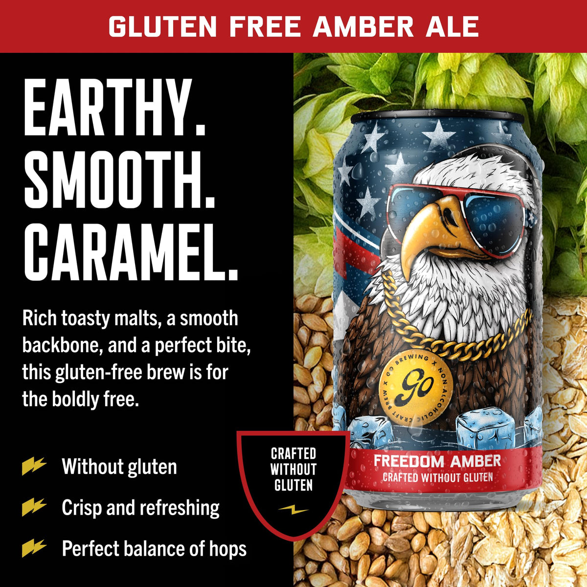 Go Brewing Freedom Amber – Gluten-Free Non-Alcoholic Craft Beer | Small Batch & Low-Cal