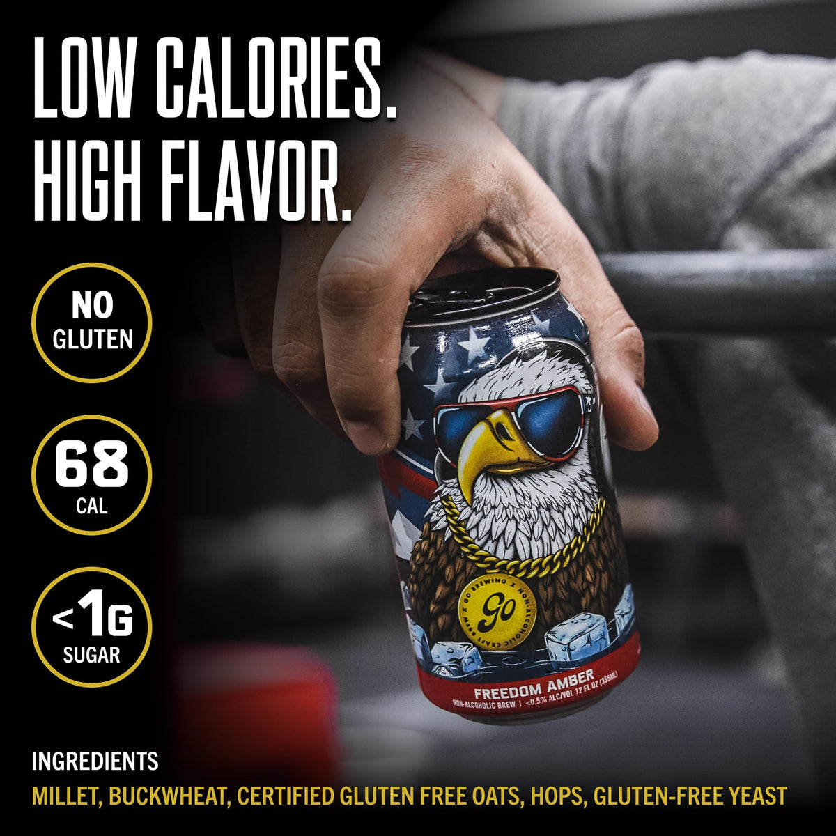 Go Brewing Freedom Non-Alcoholic Craft Beer Variety — West Coast Pale, Amber & Hazy IPA, Gluten Free, 12oz Cans