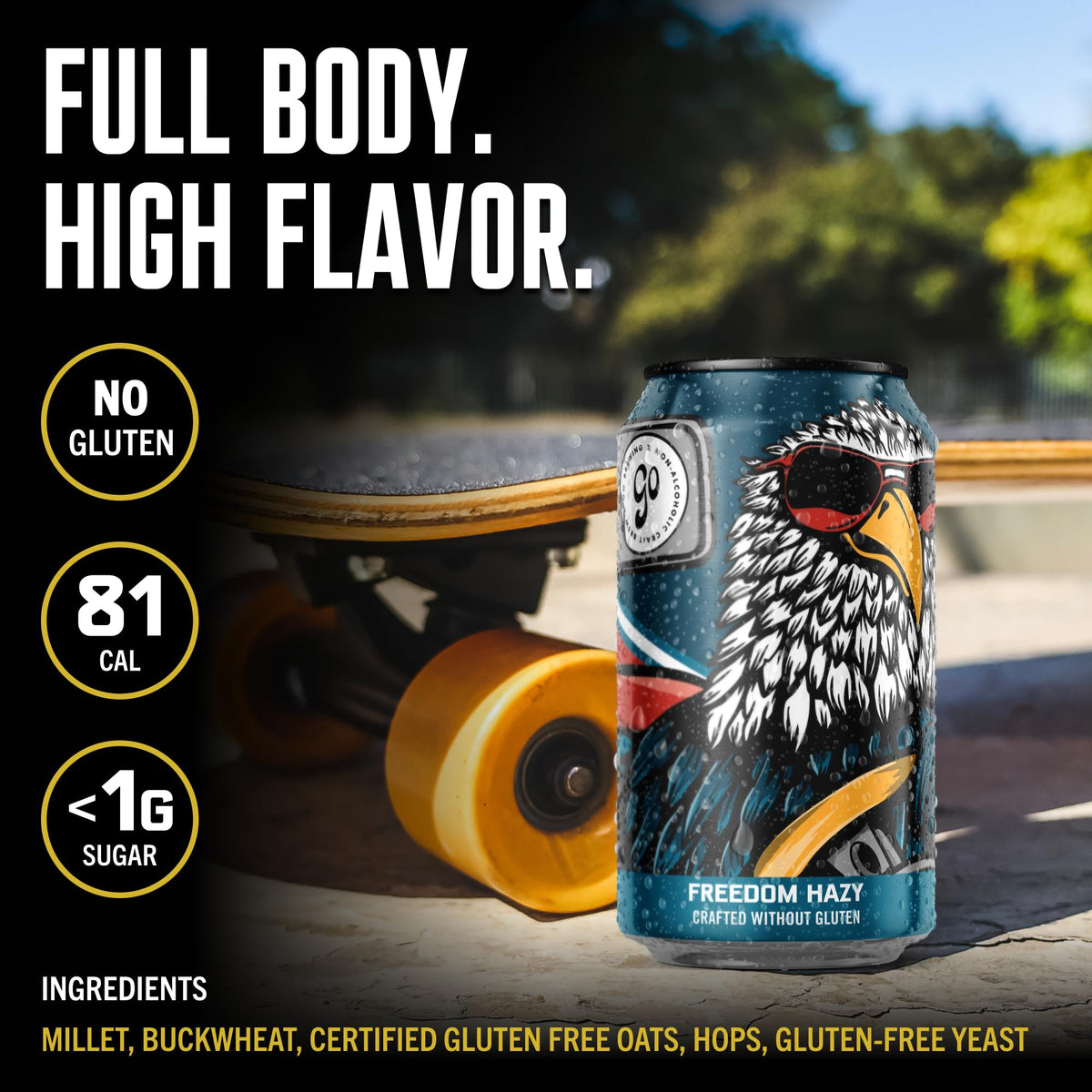 Go Brewing Freedom Non-Alcoholic Craft Beer Variety — West Coast Pale, Amber & Hazy IPA, Gluten Free, 12oz Cans