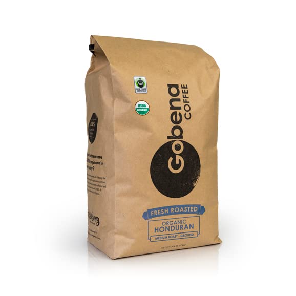 Gobena Coffee 5lb Fair Trade Organic Honduran Ground Medium Roast | 100% Arabica