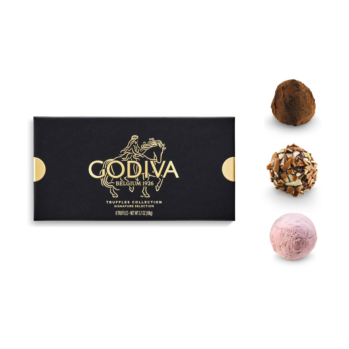 Godiva Signature Truffle Gift Box — Belgian Dark & Milk Chocolates with Ganache Center, 8-Piece Kosher Gift