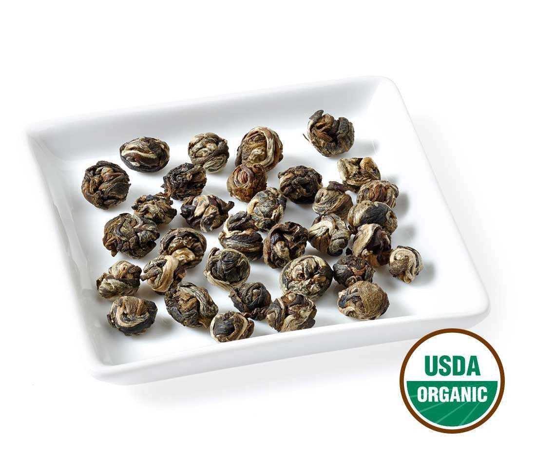 Golden Moon Tea Organic Jasmine Pearls Green Tea – Premium Loose Leaf Dragon Pearls (96 Servings)