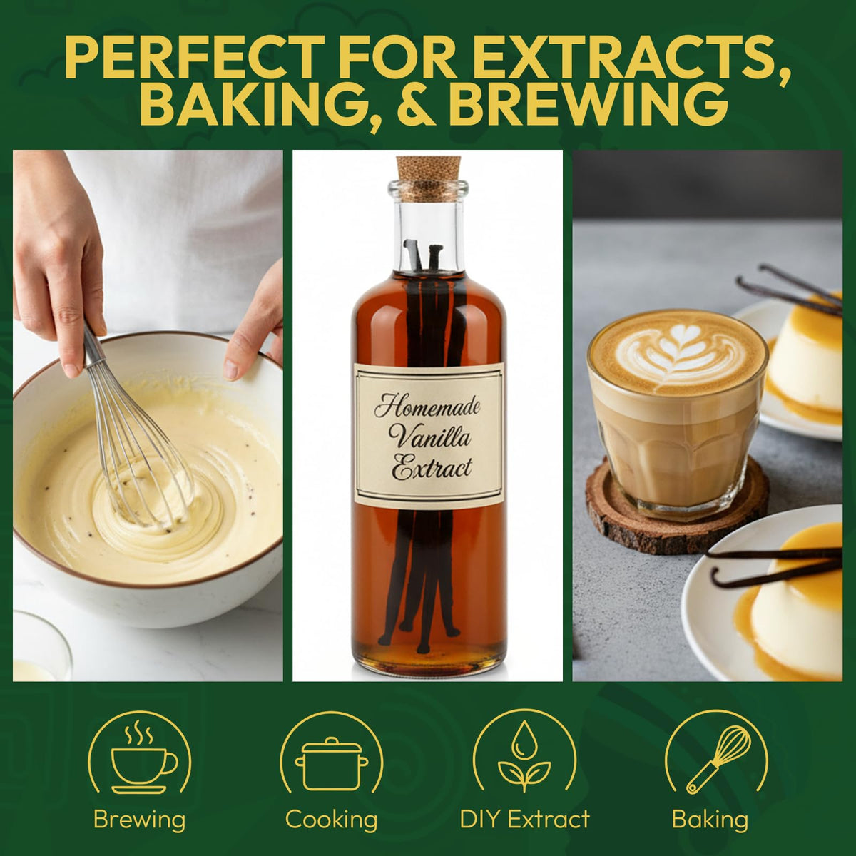 Golden Pod Vanilla Beans 50 Count – Gourmet Grade A Whole Vanilla Pods for Extracts & Baking