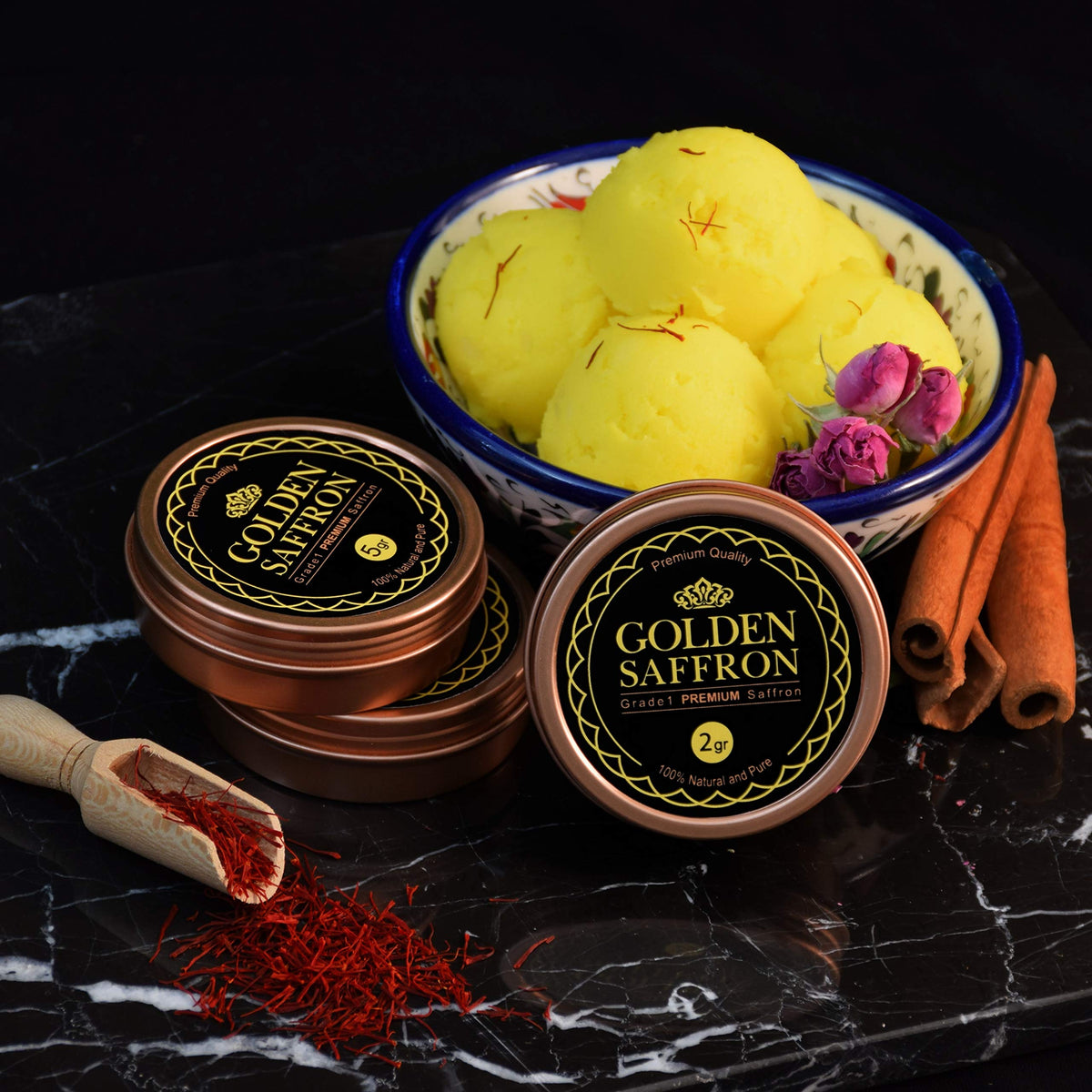 Golden Saffron Grade A+ Super Negin Saffron Threads 5g - Non-GMO Verified