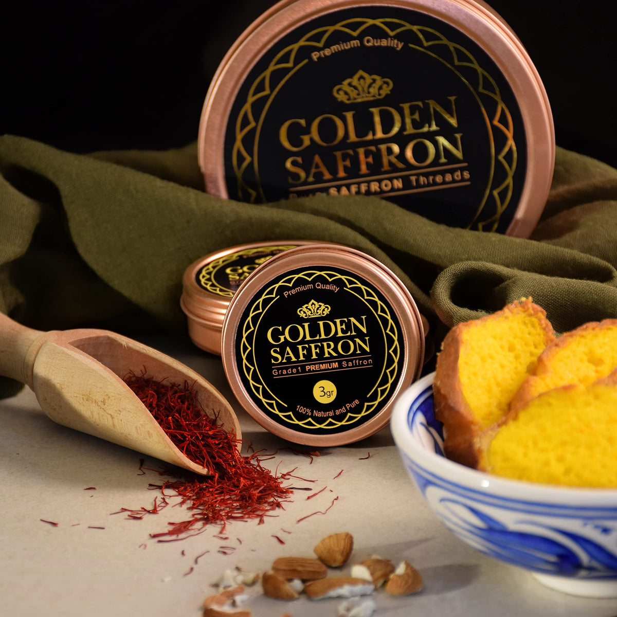 Golden Saffron Finest Pure All-Red Saffron Threads – Grade A+ Super Negin, Non-GMO