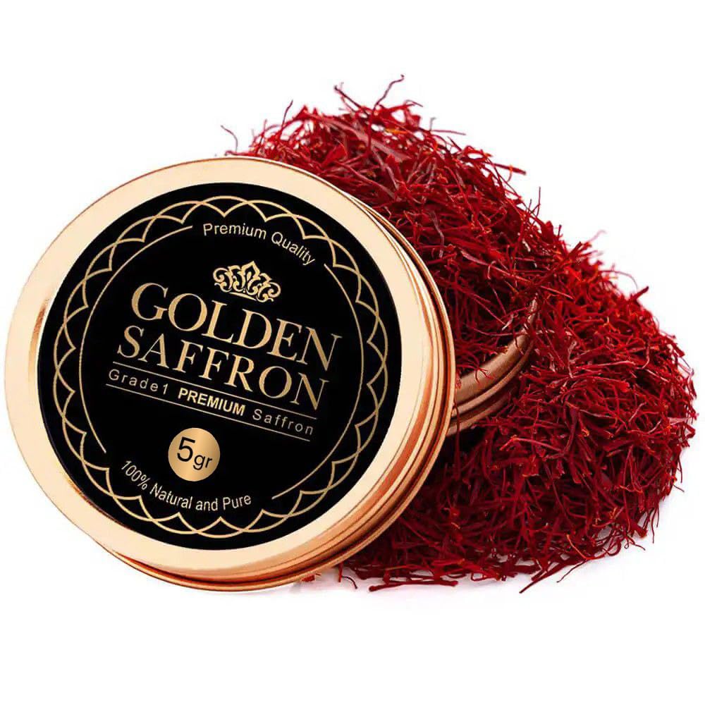 Golden Saffron Grade A+ Super Negin Saffron Threads 5g - Non-GMO Verified