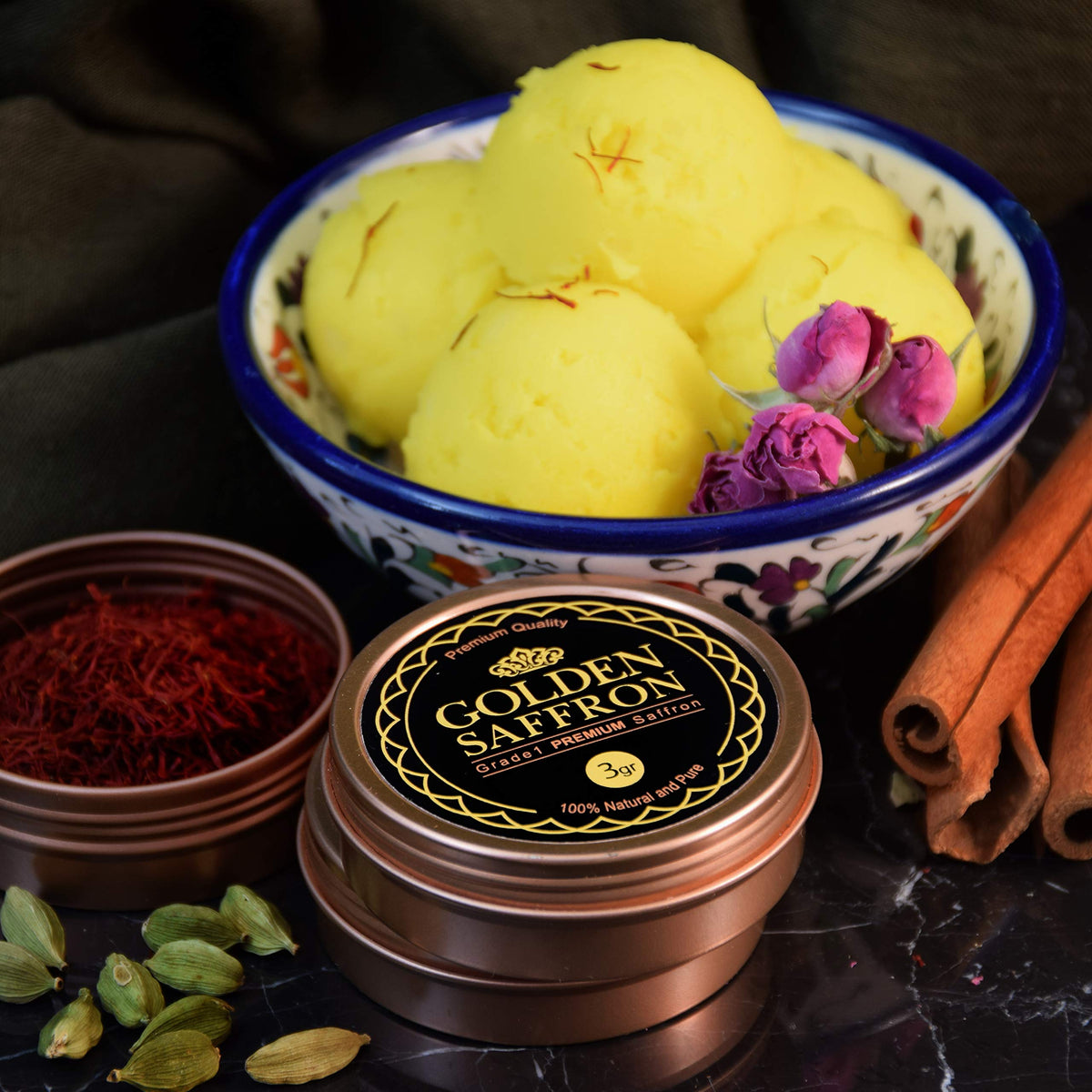 Golden Saffron Finest Pure All-Red Saffron Threads – Grade A+ Super Negin, Non-GMO