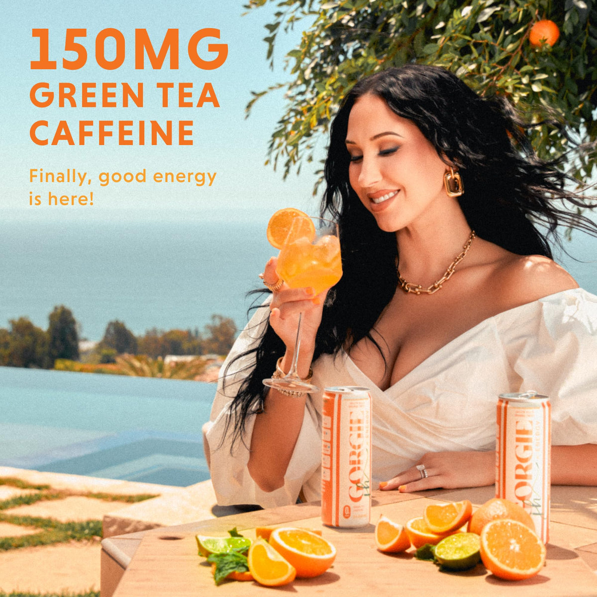 GORGIE Jaclyn Hill Orange Twist Sugar Free Natural Energy Drinks (12 Pack) | Low Calorie
