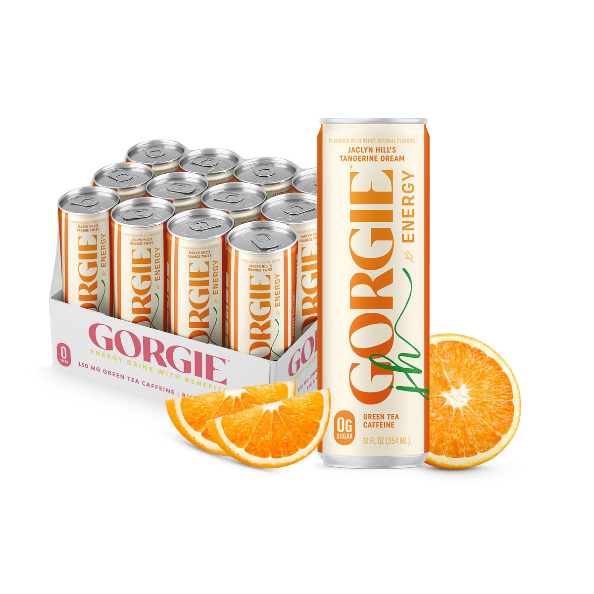 GORGIE Jaclyn Hill Orange Twist Sugar Free Natural Energy Drinks (12 Pack) | Low Calorie