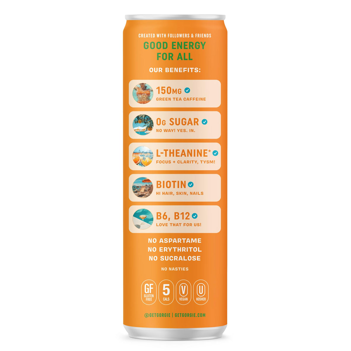 GORGIE Jaclyn Hill Orange Twist Sugar Free Natural Energy Drinks (12 Pack) | Low Calorie