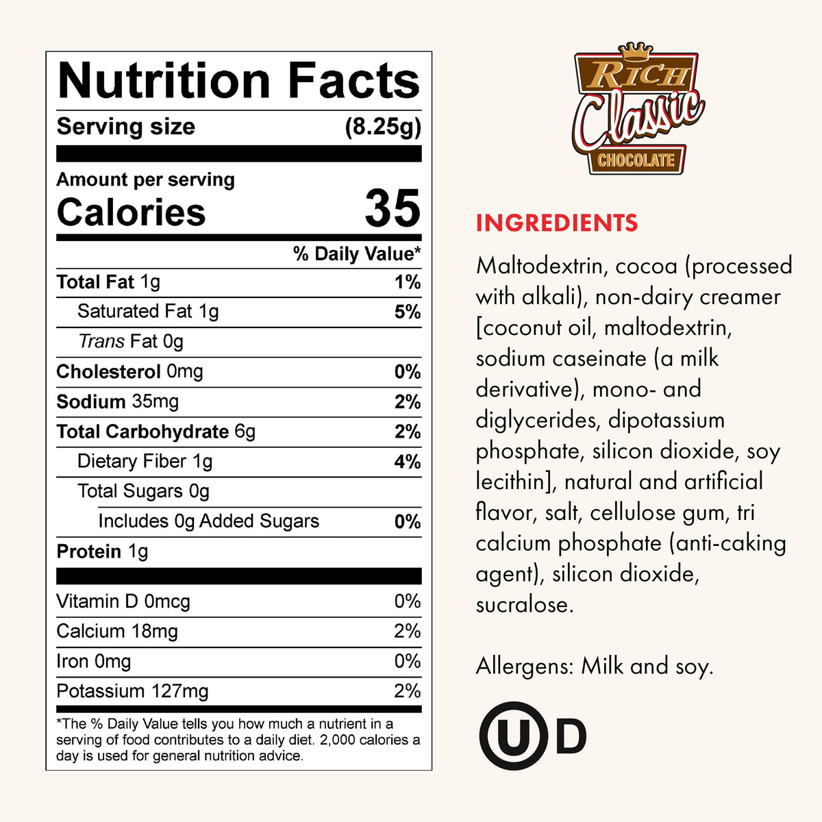 Gosh That's Good! Sugar-Free Rich Classic Chocolate Flavor – 2 lb, Lactose-Free, Low-Calorie