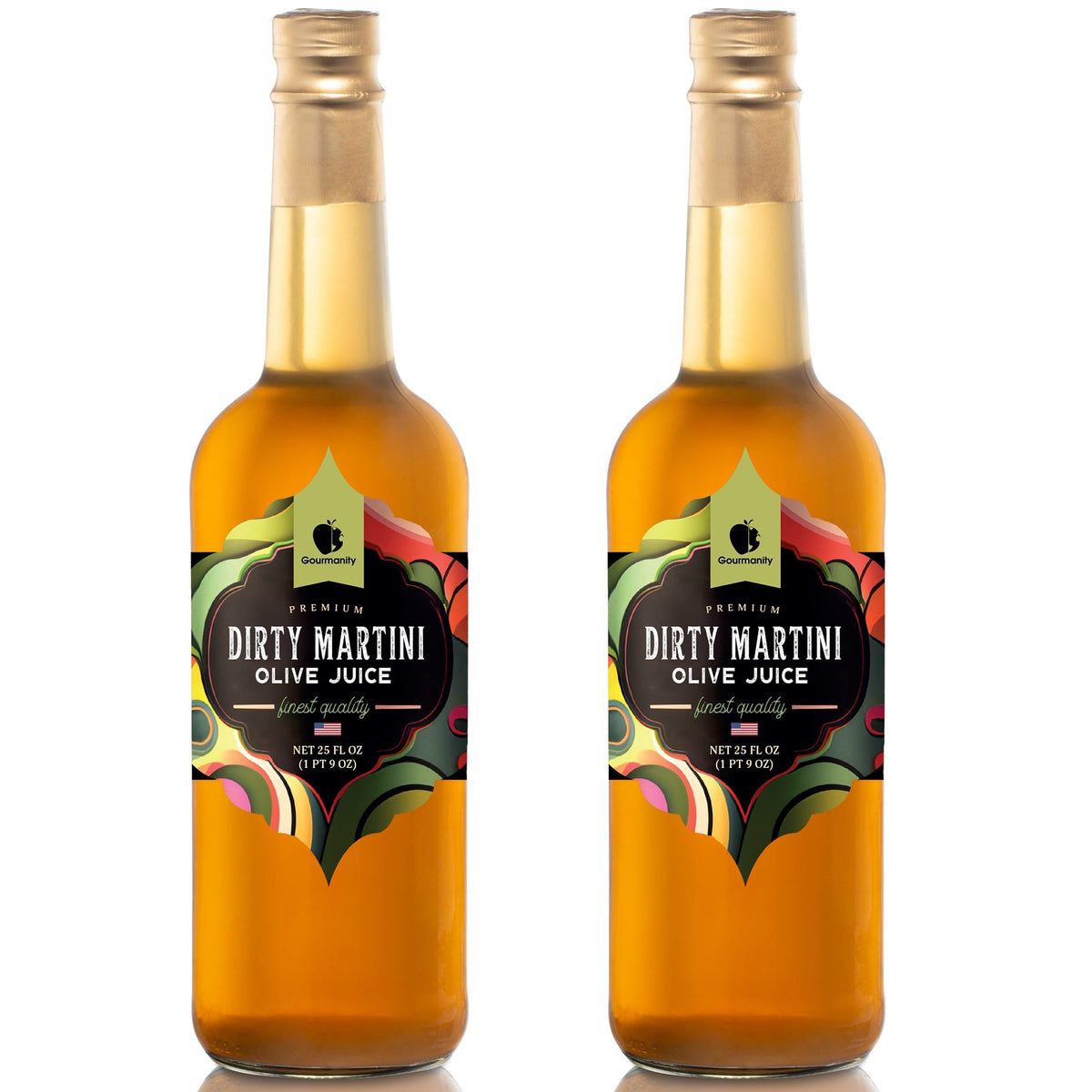 Gourmanity Olive Juice for Dirty Martinis – 25oz Bottle 2-Pack | Premium Olive Brine