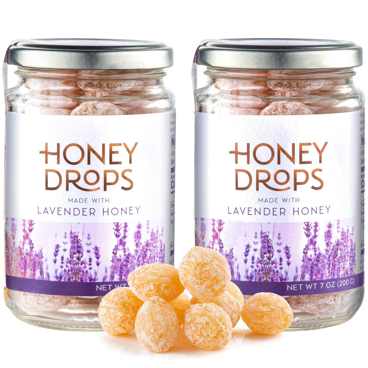 Gourmanity Lavender Honey Drops – Provence Artisan Candy, 2x7oz Jar Pack