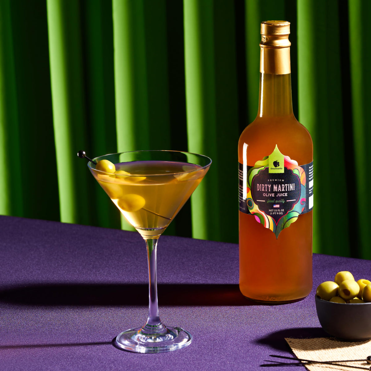 Gourmanity Olive Juice for Dirty Martinis – 25oz Bottle 2-Pack | Premium Olive Brine