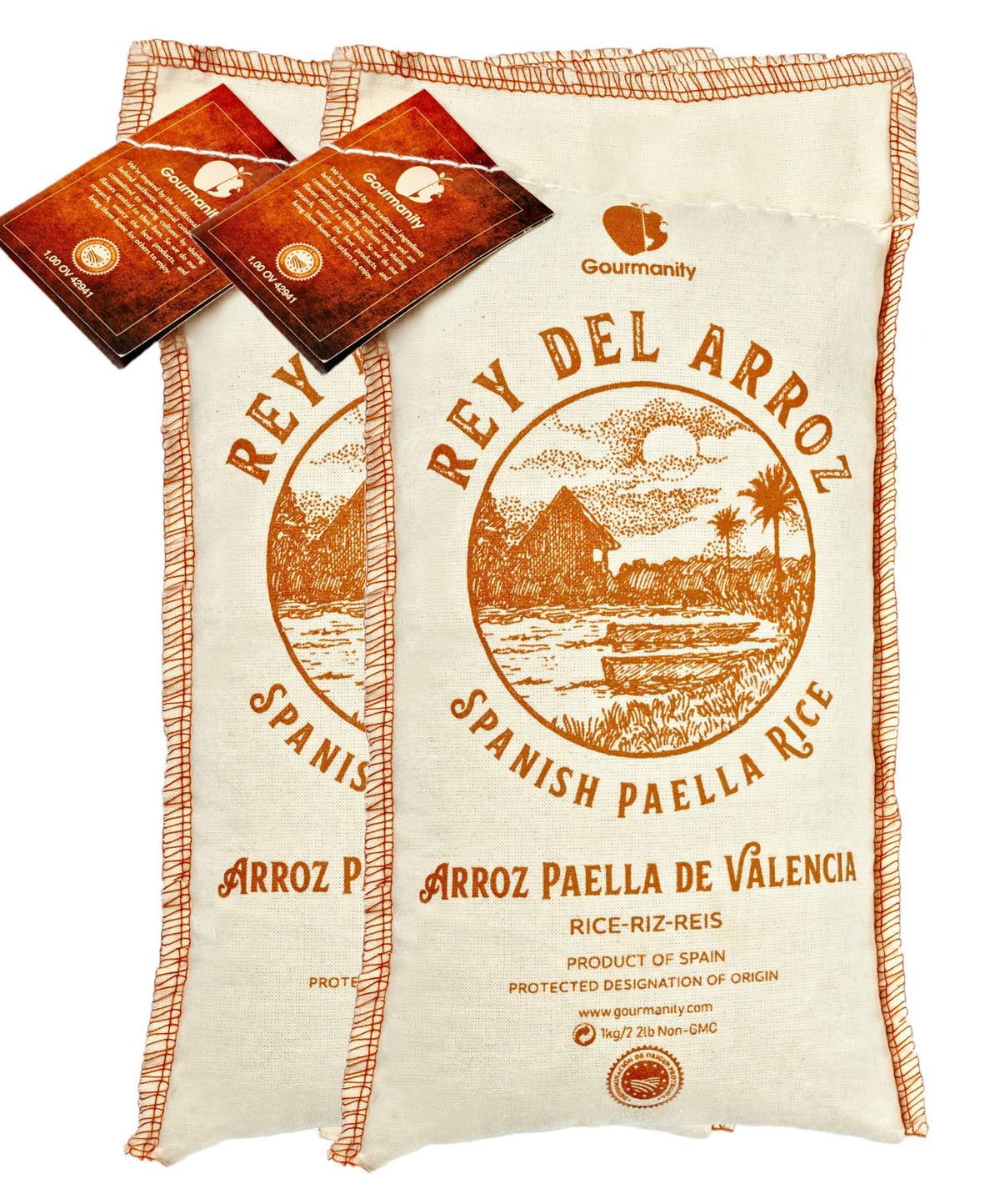 Gourmanity Spanish Paella Rice – Authentic Valencia Short-Grain (Bahia-Senia), Gluten Free, 2x2.2 lb Pack