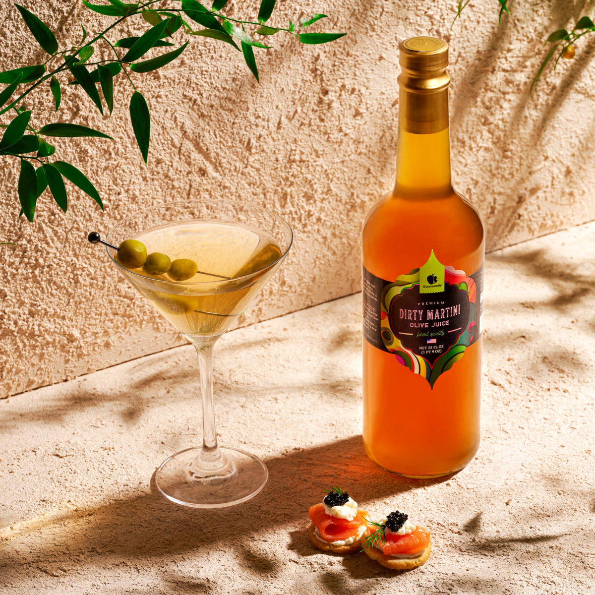 Gourmanity Olive Juice for Dirty Martinis – 25oz Bottle 2-Pack | Premium Olive Brine