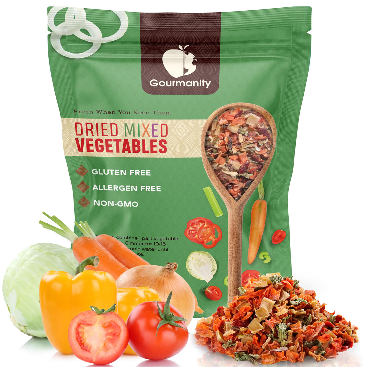 Gourmanity 2lb Tasty Vegetable Soup Blend | Dehydrated Vegetables for Ramen, Stews & Pantry