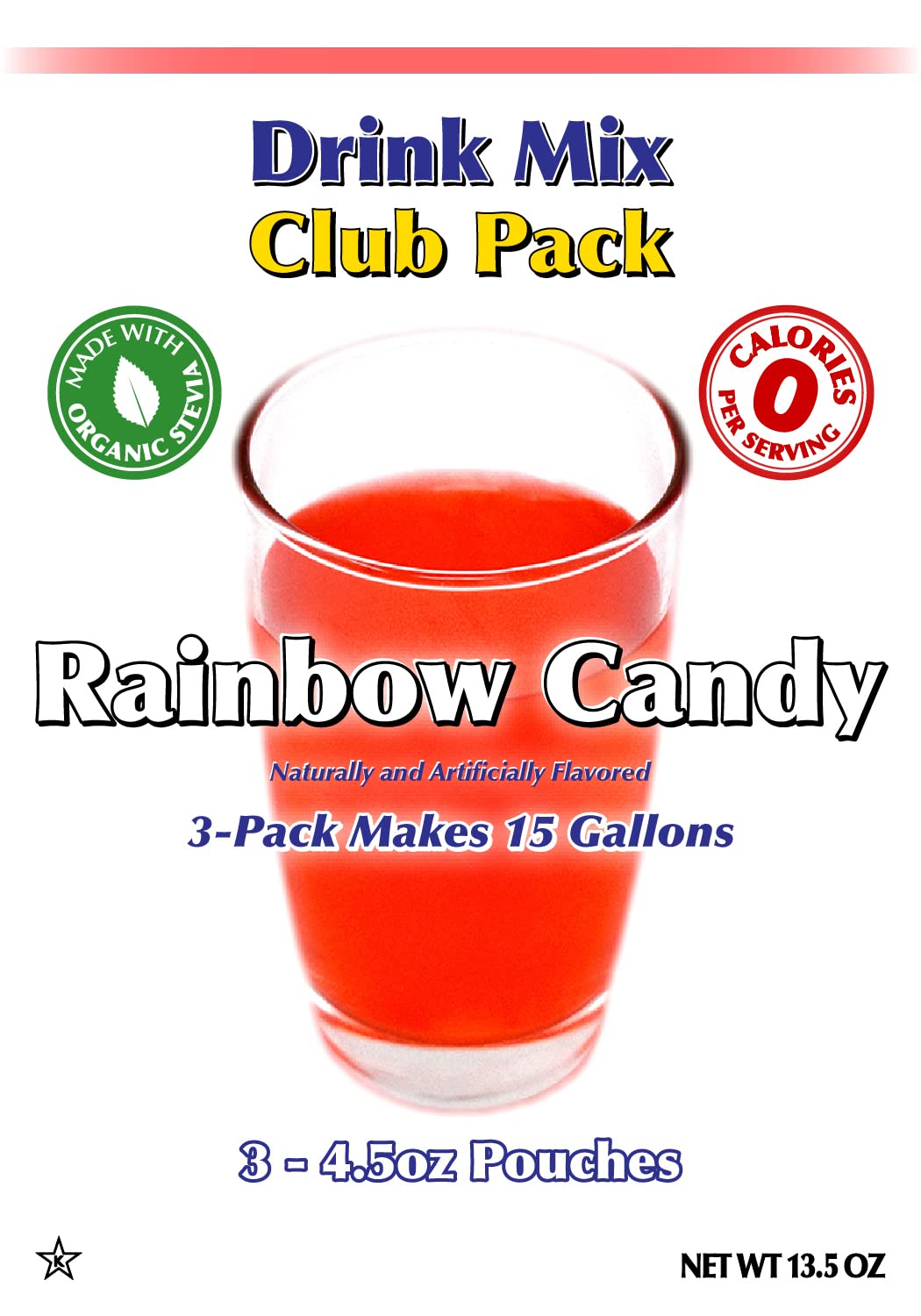 GramZero Rainbow Candy Zero Calorie Drink Mix – Stevia Sweetened, Keto Friendly