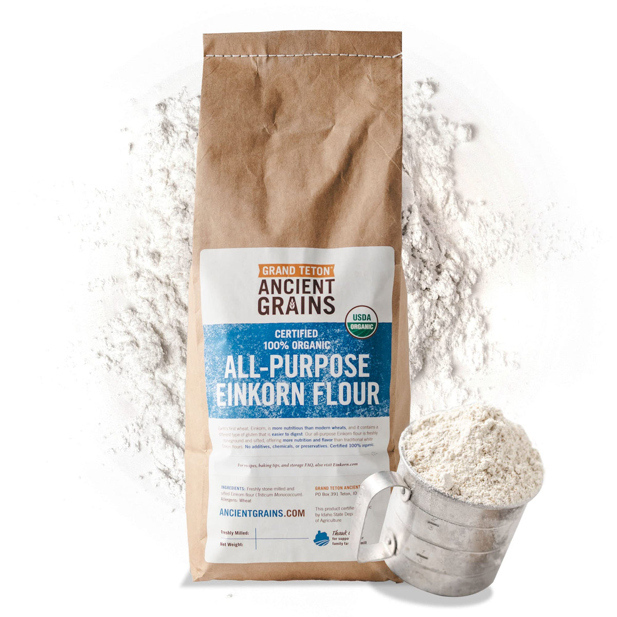 Grand Teton Ancient Grains Einkorn Flour - 100% Organic, Unbleached All-Purpose Flour, 5 lbs