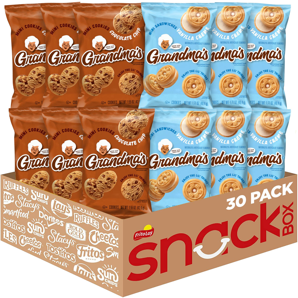 Grandma's Cookies Mini Cookies Variety Pack – 30 Single-Serve Bags
