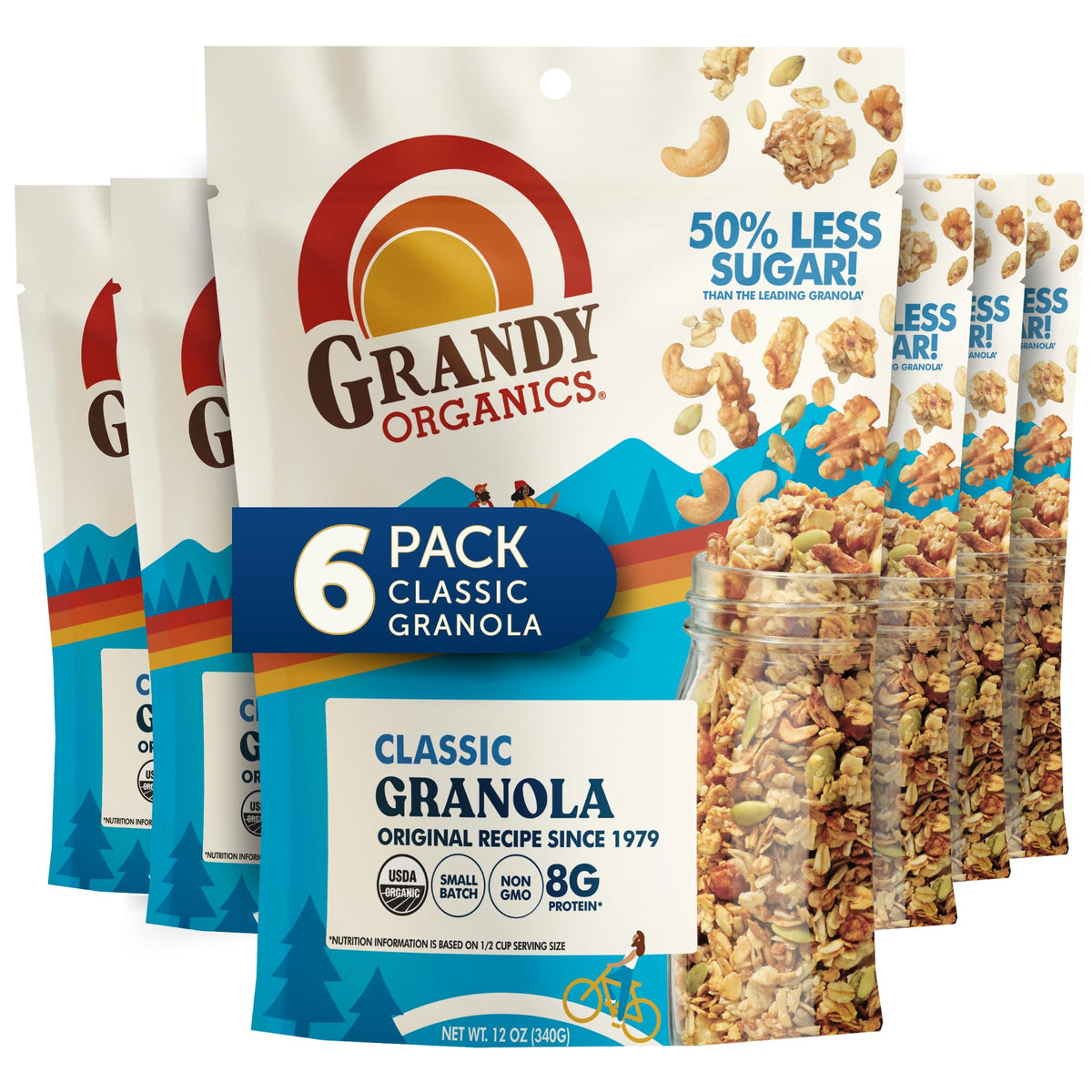 Grandy Organics Classic Granola – Organic, Low Sugar, 12oz Bulk (6 Bags)