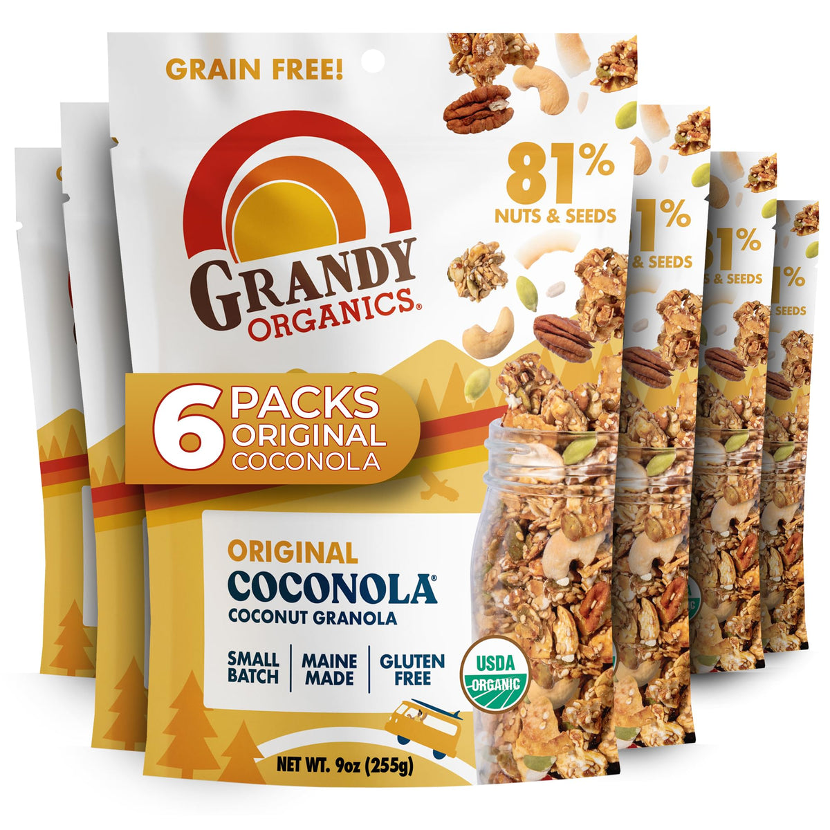 Grandy Organics Original Coconola Granola – Gluten Free, Grain Free, Vegan & Paleo (9oz Pack of 6)
